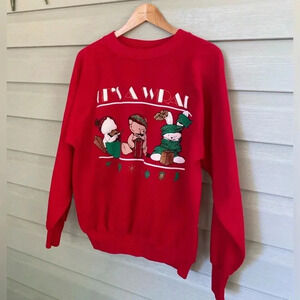 ULTRA SWEATS Red Christmas Bears It’s A Wrap Sweater cutesy preppy 90s vintage